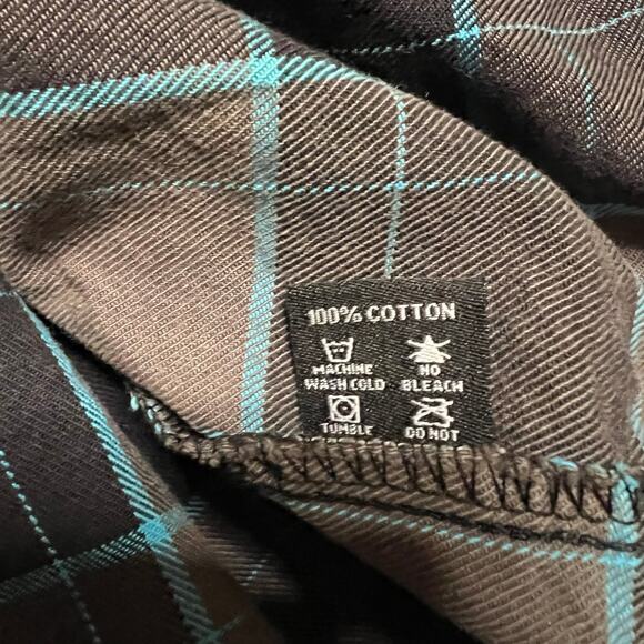 Dixxon Shirt Mens Medium Flame Resistant Plaid Button Flannel Gray Blue ** - Picture 9 of 10